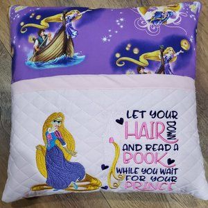 Princess Rapunzel Reading Book Pocket Pillow 16"x16"